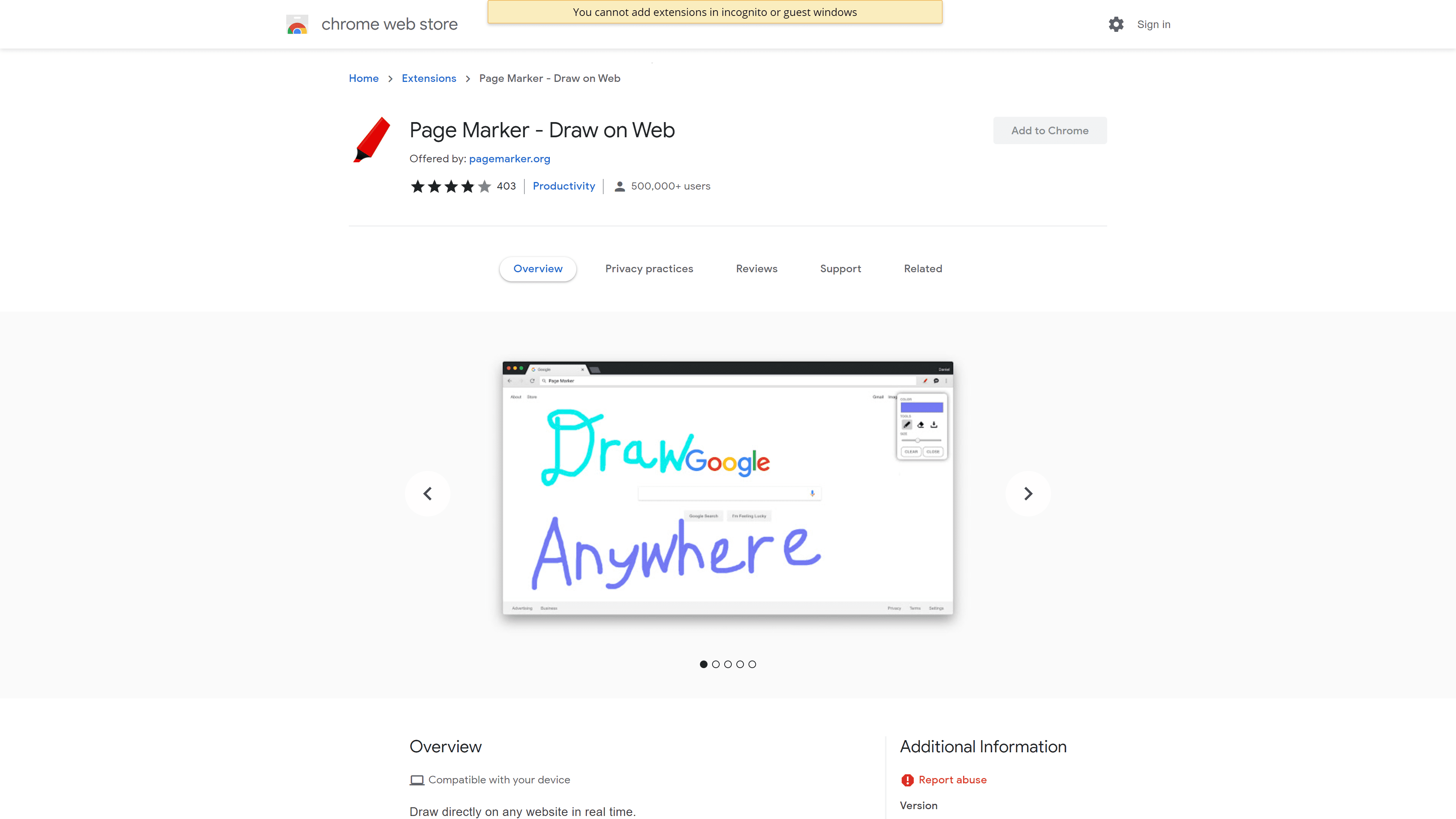 Page Marker – Draw on Web
