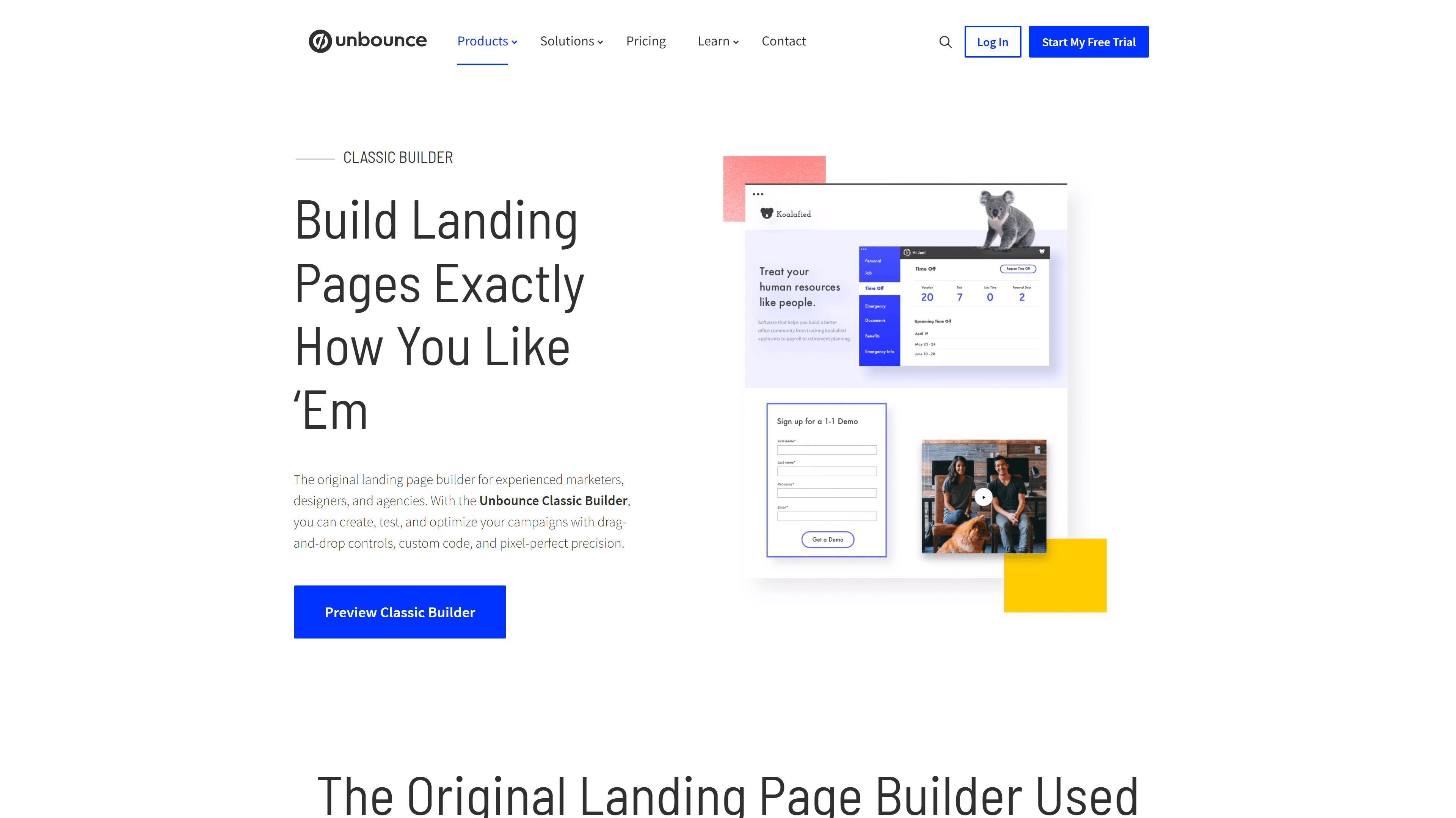 Unbounce landing pages
