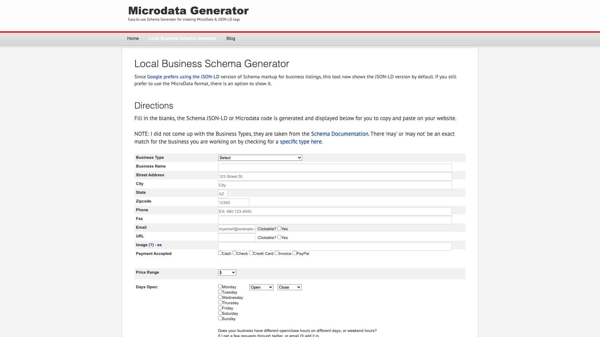 microdatagenerator org localbusiness microdata generator 1643929996419