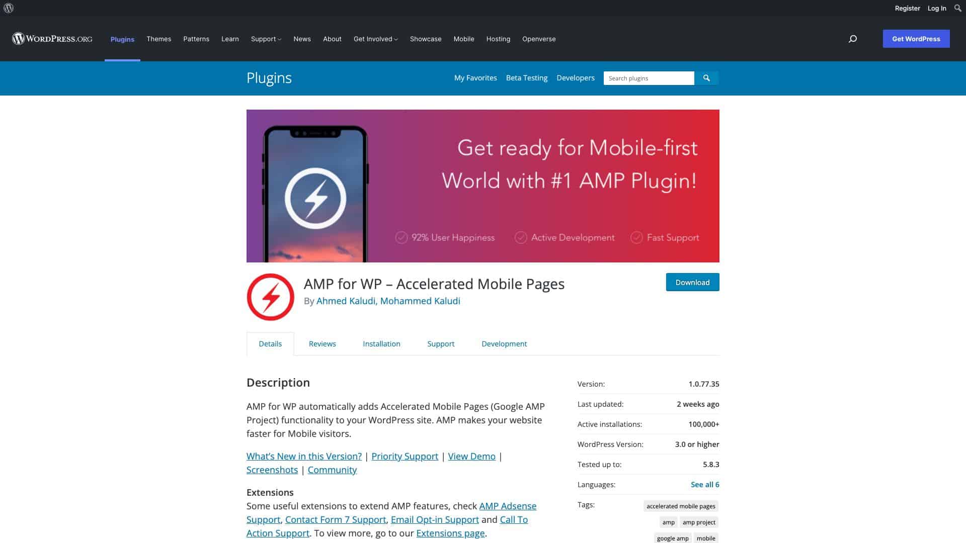 wordpress org plugins accelerated mobile pages 1643918107733