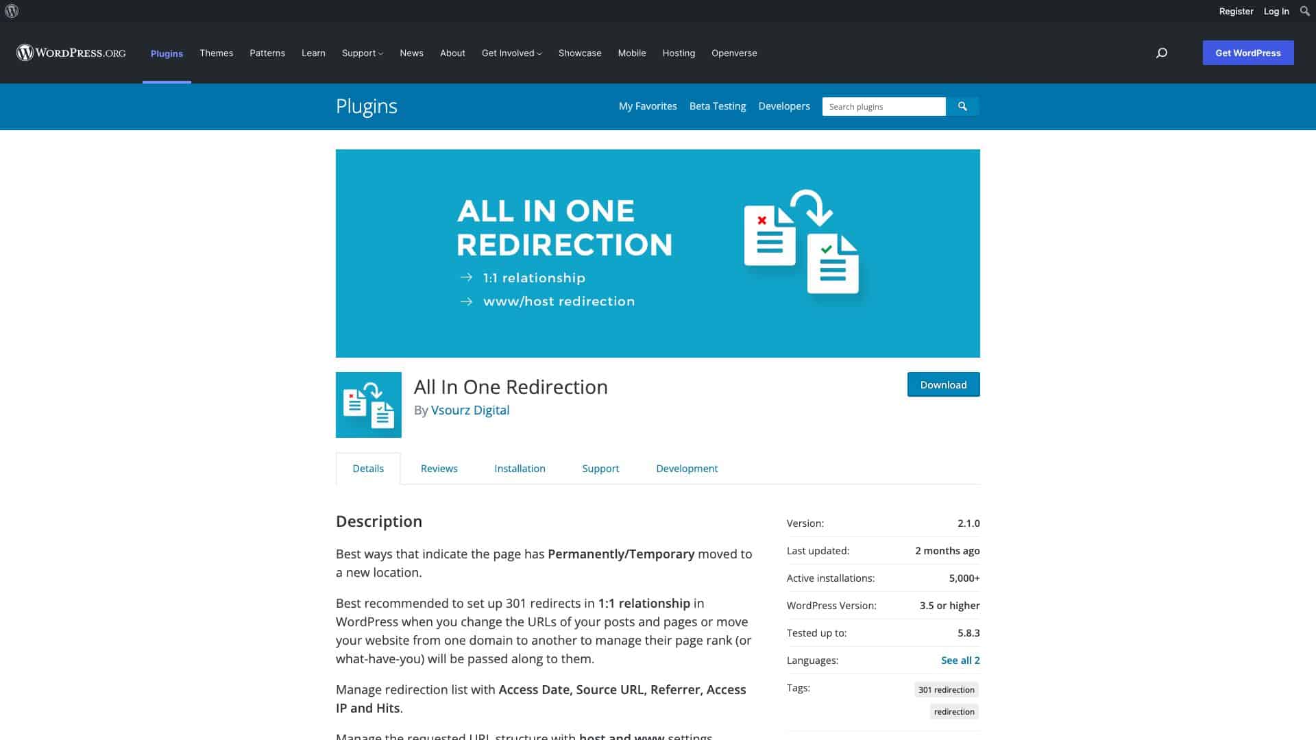wordpress org plugins all in one redirection 1643917789996