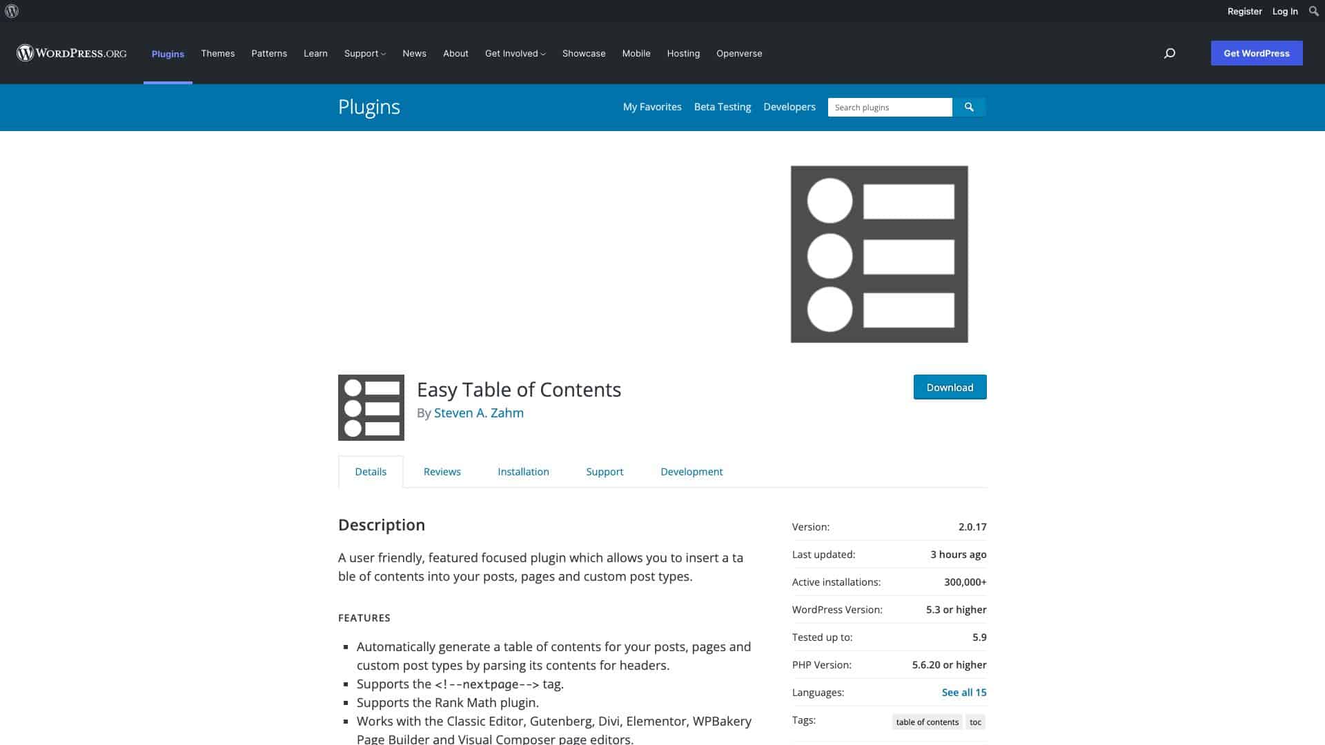 wordpress org plugins easy table of contents 1643923029237