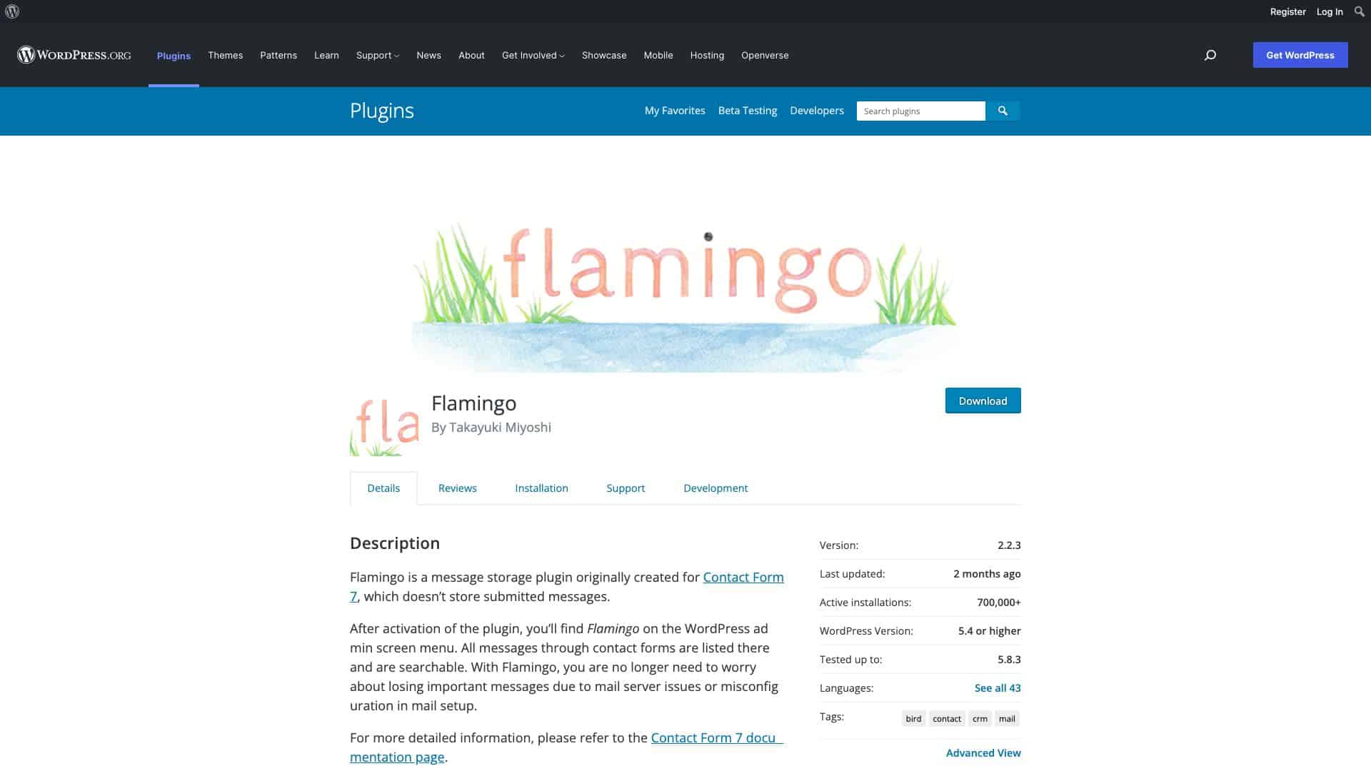 wordpress org plugins flamingo 1643924448568