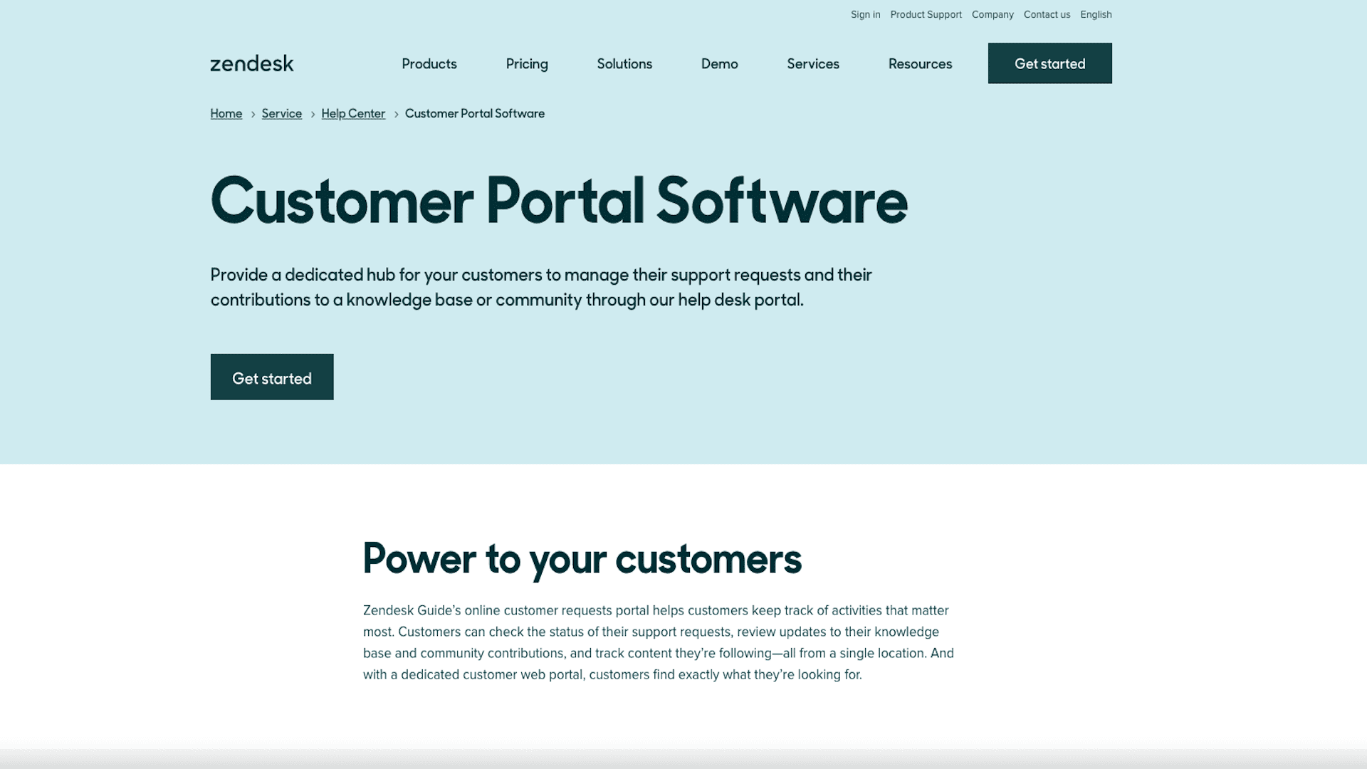 Zendesk customer portal