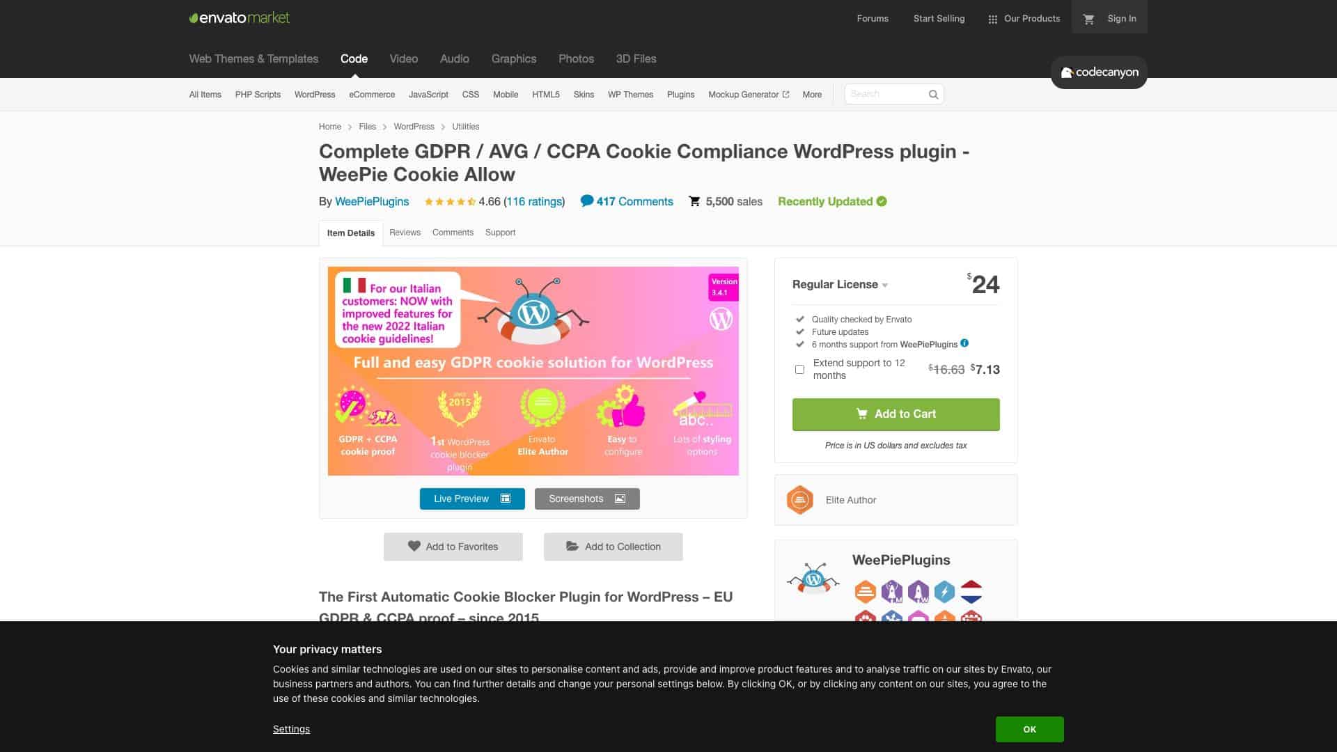 codecanyon net item weepie cookie allow easy complete cookie consent plugin 10342528 1647608104204
