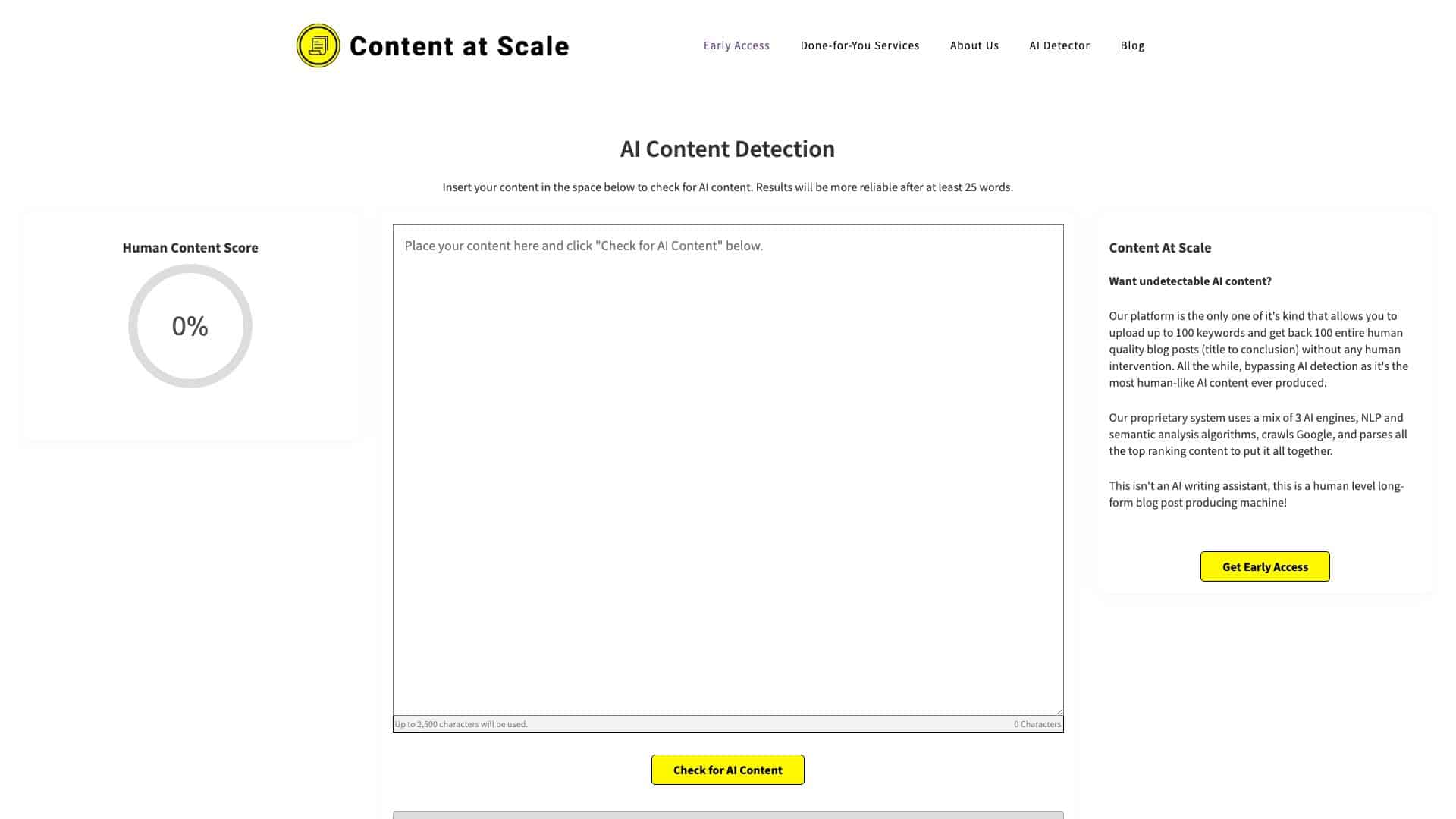 Content at Stale AI Detector